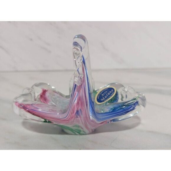 Murano Vintage Hand Blown Swan Multi Color Candy Dish Or Ash Tray - Picture 6 of 8
